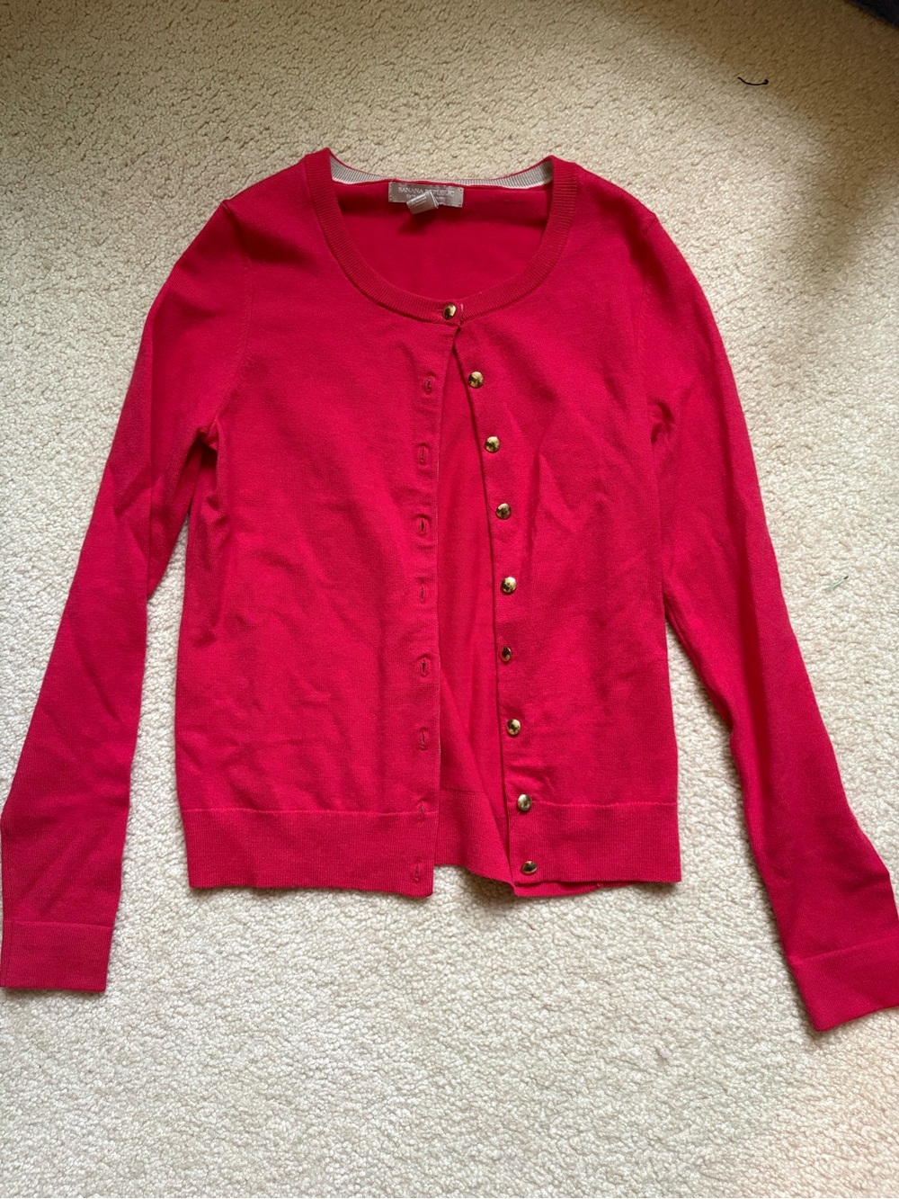 Banana Republic Bright Pink Button-Front Cardigan